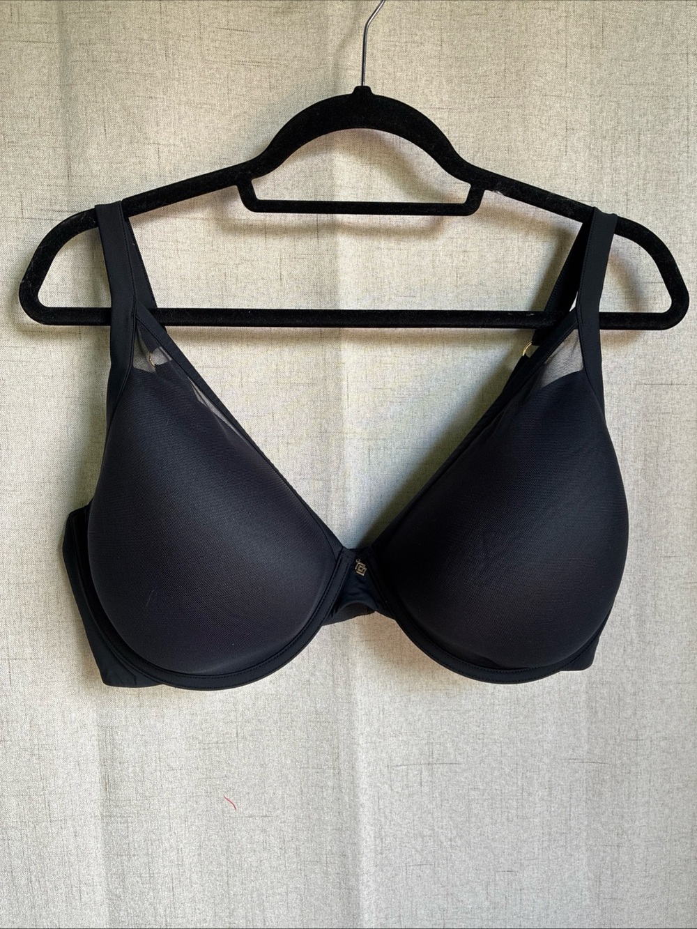 Third Love 24/7 Classic Contour Plunge T-Shirt Bra 40E Lined Black Opaque Mesh